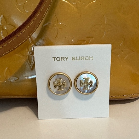 Tory Burch Gold-tone and Mother of Pearl Stud Earrings - Picture 2 of 4